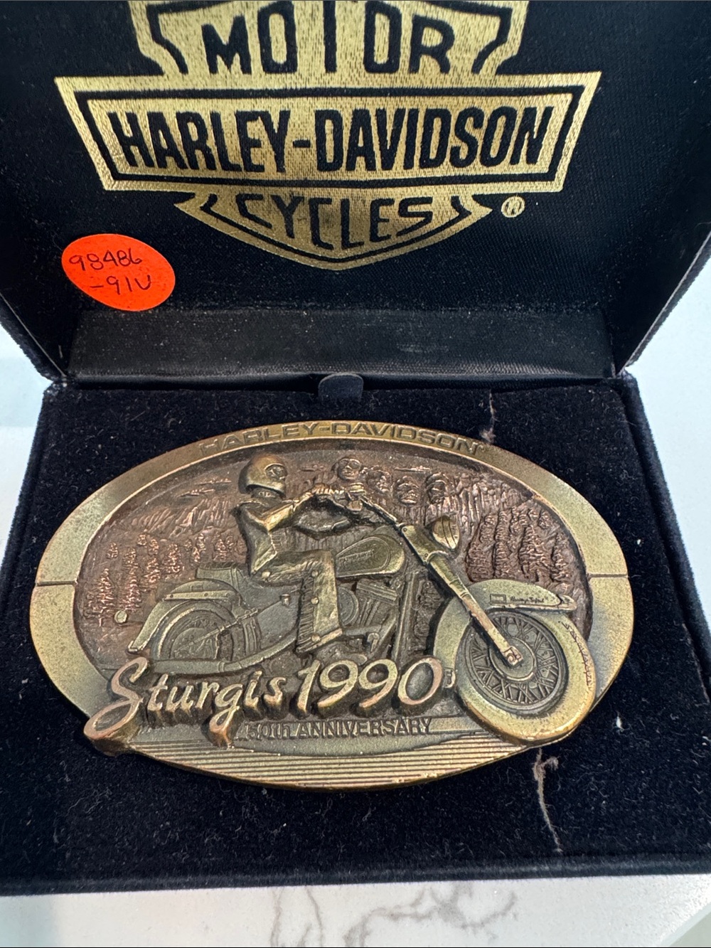 Harley-Davidson Brass Tone Sturgis 1990 Motorcycle Belt Buckle